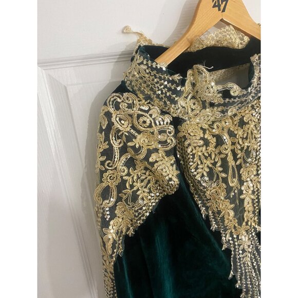 Unbranded Unisex Emerald Green Velvet Sequin Embroidered Cosplay Cape - OS - Picture 7 of 9